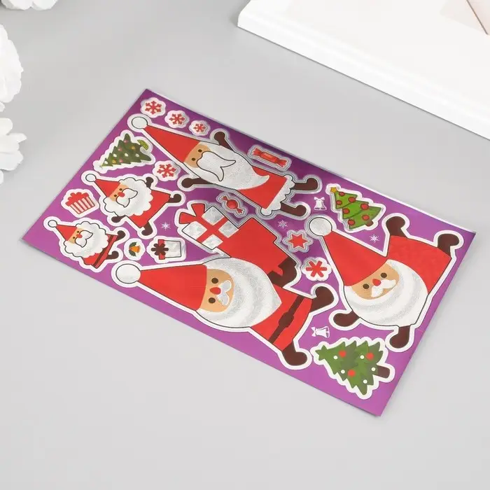 Наклейка пластик "Новый год" фиолетовая 24,5х13,2 см