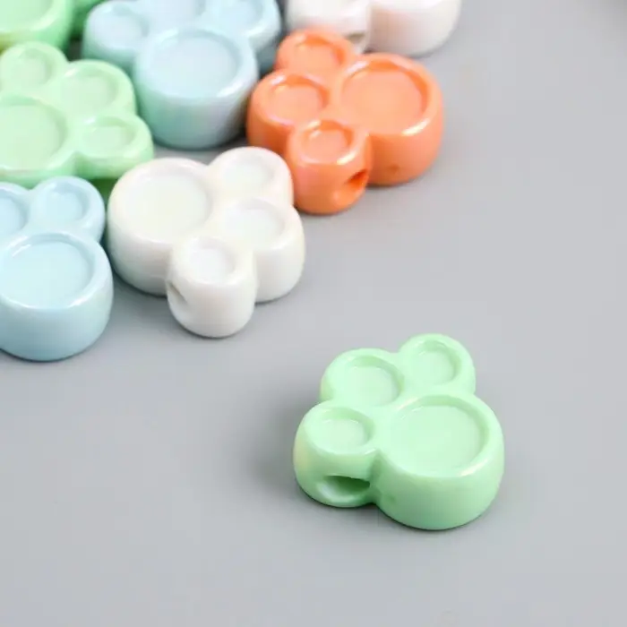 Бусина для творчества пластик "Лапка. Перламутровый глянец" МИКС 0,8х2,3х2,4 см