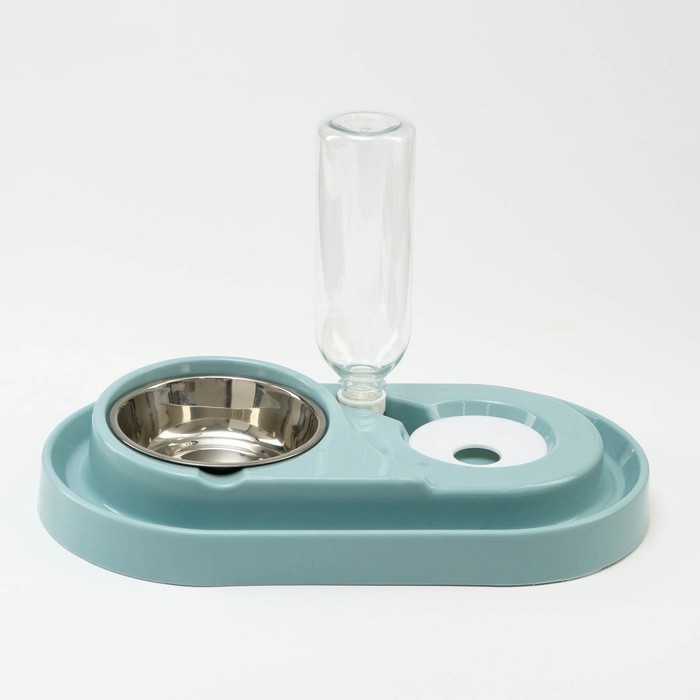Миска двойная с автопоилкой (съёмная бутылка) 40,5 х 23 х 25 см, голубая Миска двойная с автопоилкой (съёмная бутылка) 40,5 х 23 х 25 см, голубая