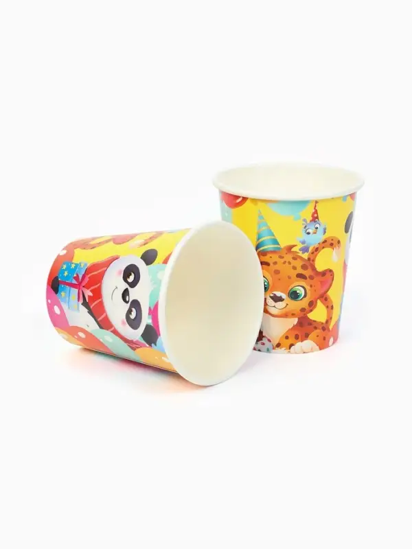 МП Набор бумажной посуды МП Набор бумажной посуды "С Днём рождения, весёлые зверята", желтый , 12 персон