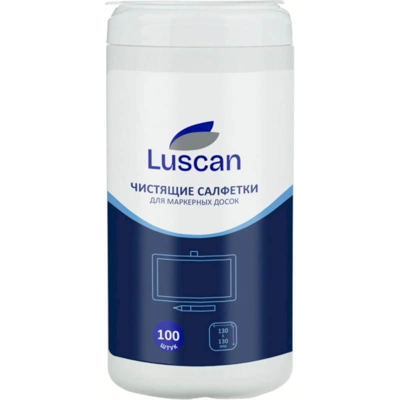 Салфетки для маркерных досок влажные Luscan 100шт, 130х130