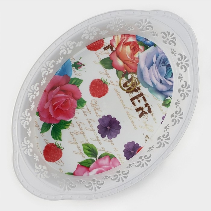 Поднос пластиковый «Вензель», 30,5×21,5 см, рисунок МИКС Поднос пластиковый «Вензель», 30,5×21,5 см, рисунок МИКС