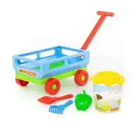 Набор игрушек для песочницы, 6 предметов: тележка, ведро, ситечко, лопатка, грабельки, формочка