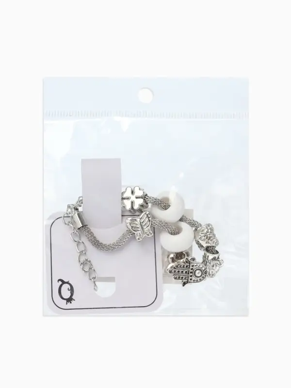 Браслет с шармами &laquo;Марджери. Рука хамса&raquo;, L=19 см, белый в серебре