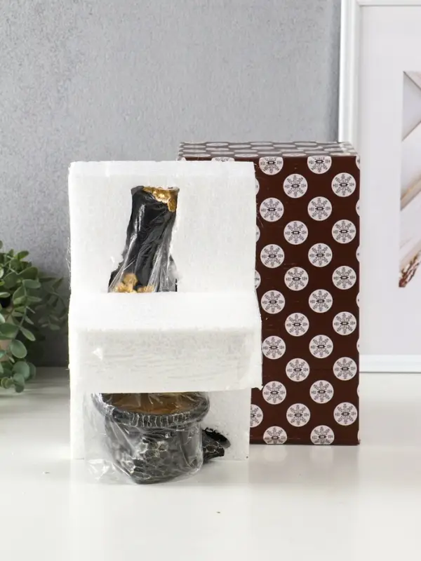 Подсвечник полистоун Подсвечник полистоун "Африканка в косынке с цветами" чёрный d=8 см 14х11,5х24,5 см