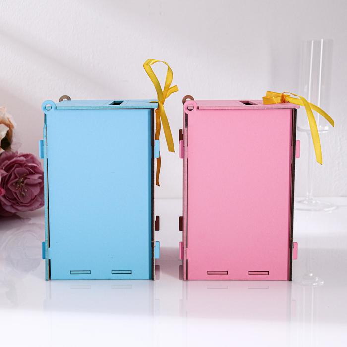 Свадебный банк для сбора денег Свадебный банк для сбора денег "На новорожденных. Мальчик/Девочка", розово-голубой, 13,5х11,