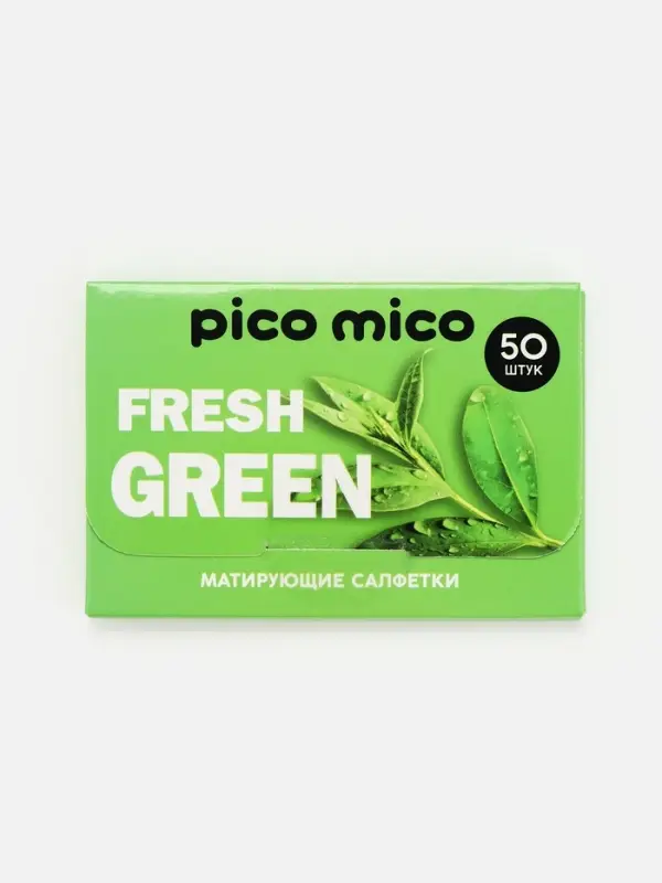 Матирующие салфетки с экстрактом зелёного чая, 50 шт., PICO MICO