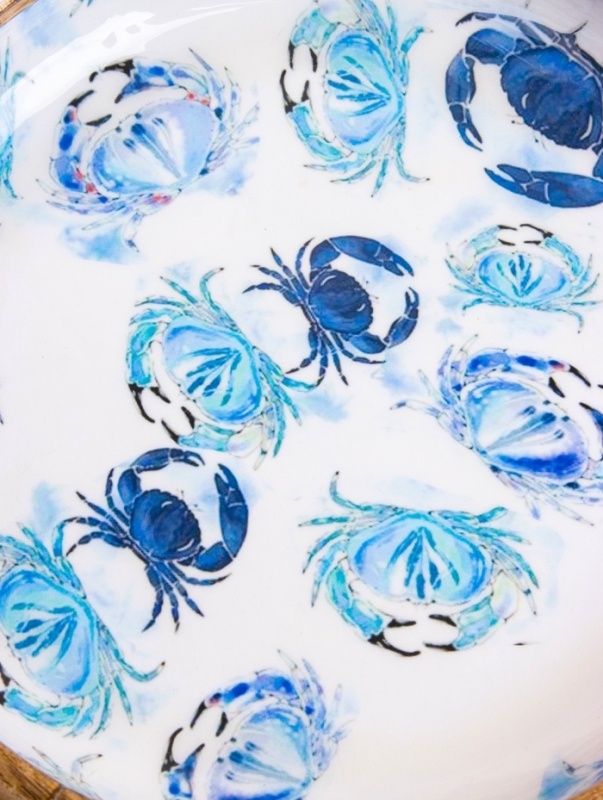 Блюдо "Крабы" дерево манго 25х25х4,5 см