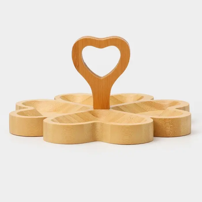 Менажница Доляна &laquo;Цветок&raquo;, 19.5&times;19.5 см, 4 секции, бамбук