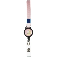 Бейдж Deli вертик.54x86 мм,жест.,держат,замок на кноп+рулетка и тесьма,роз