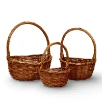 Набор корзин 3 шт, 34х30х14, 28х24х13, 22х19х10  лоза коричневый