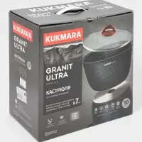 Кастрюля KUKMARA Granit ultra, 10 л, d=32.5 см, со стеклянной крышкой, антипригарное покрытие, литой алюминий, коричневая