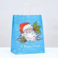 Пакет бумажный подарочный новогодний крафт &laquo;Дедушка мороз&raquo; 22&times;12&times;27 см