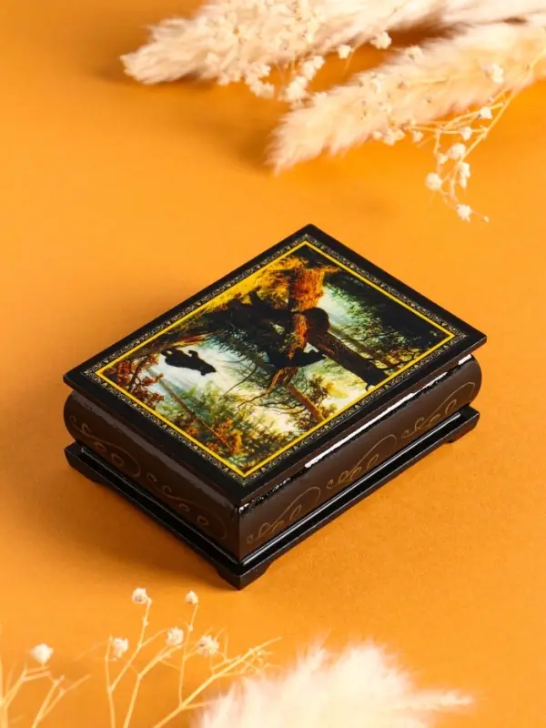 Шкатулка для украшений &laquo;Мишки&raquo;, 7.5&times;10 см, лаковая миниатюра