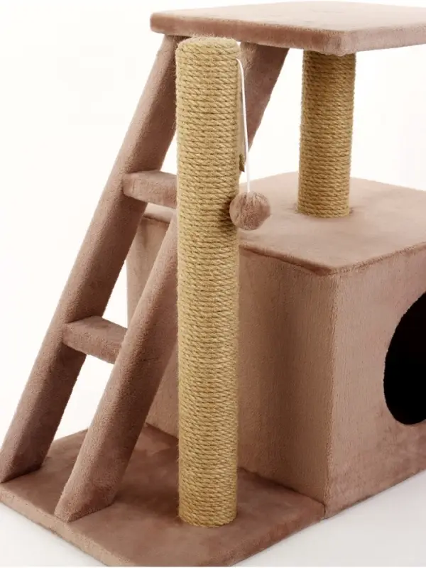 Домик для кошек с когтеточкой «Домосед», с лестницей и площадкой, 60×35×56 см, капучино Домик для кошек с когтеточкой «Домосед», с лестницей и площадкой, 60×35×56 см, капучино