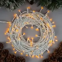 Гирлянда &laquo;Нить&raquo; 20 м, IP20, белая нить, 200 LED, свечение жёлтое, 8 режимов, 220 В