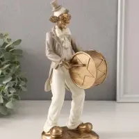 Фигурка полистоун &laquo;Клоун с барабаном&raquo;, бело-бежевый, 10&times;6&times;23.5 см