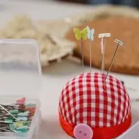 Игольница на руку &laquo;Клетка&raquo;, d=6 см, красная, белая