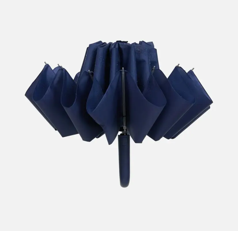 Зонт обратного сложения inLoop с ручкой-карабином, темно-синий