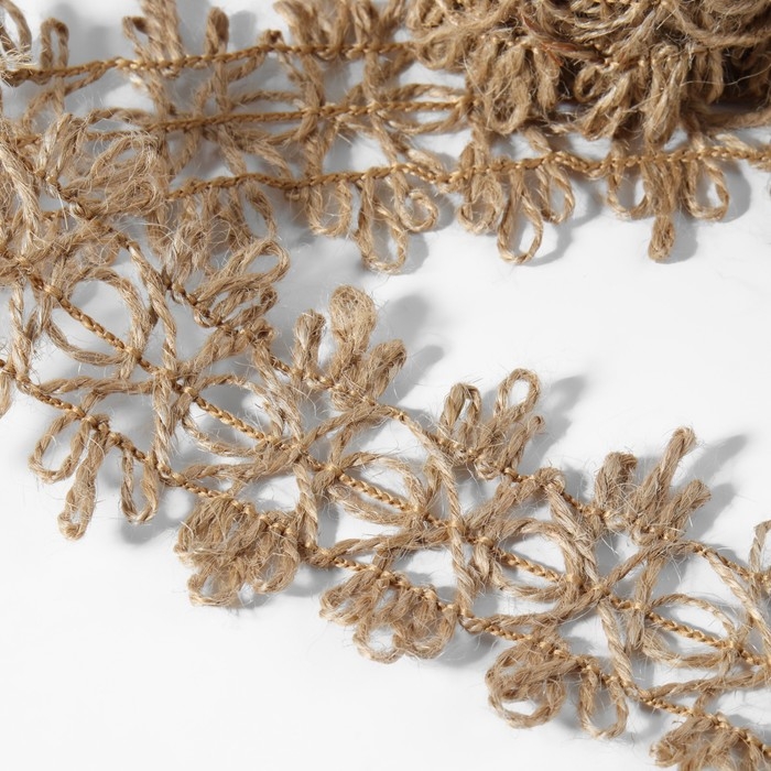 Тесьма декоративная холщовая, 4 см, 5 ± 0,5 м, цвет бежевый Тесьма декоративная холщовая, 4 см, 5 ± 0,5 м, цвет бежевый