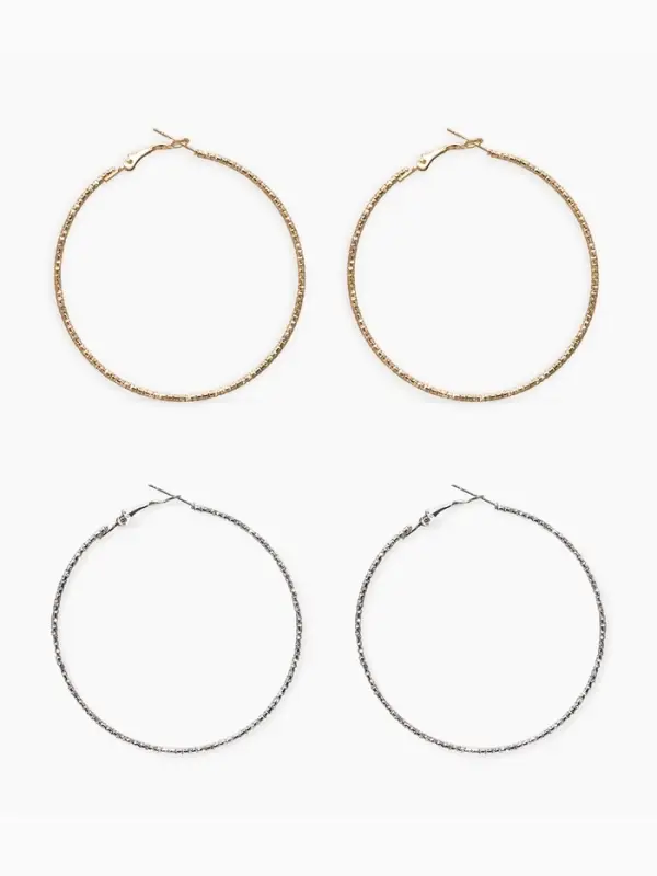 Серьги-кольца &laquo;Рельеф&raquo;, миксы, d=5.7 см