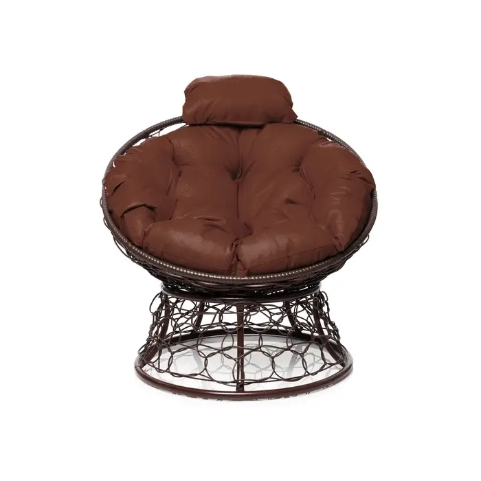 Кресло «Папасан» с искусственным ротангом, 77×81×68 см, коричневое, коричневая подушка Кресло «Папасан» с искусственным ротангом, 77×81×68 см, коричневое, коричневая подушка