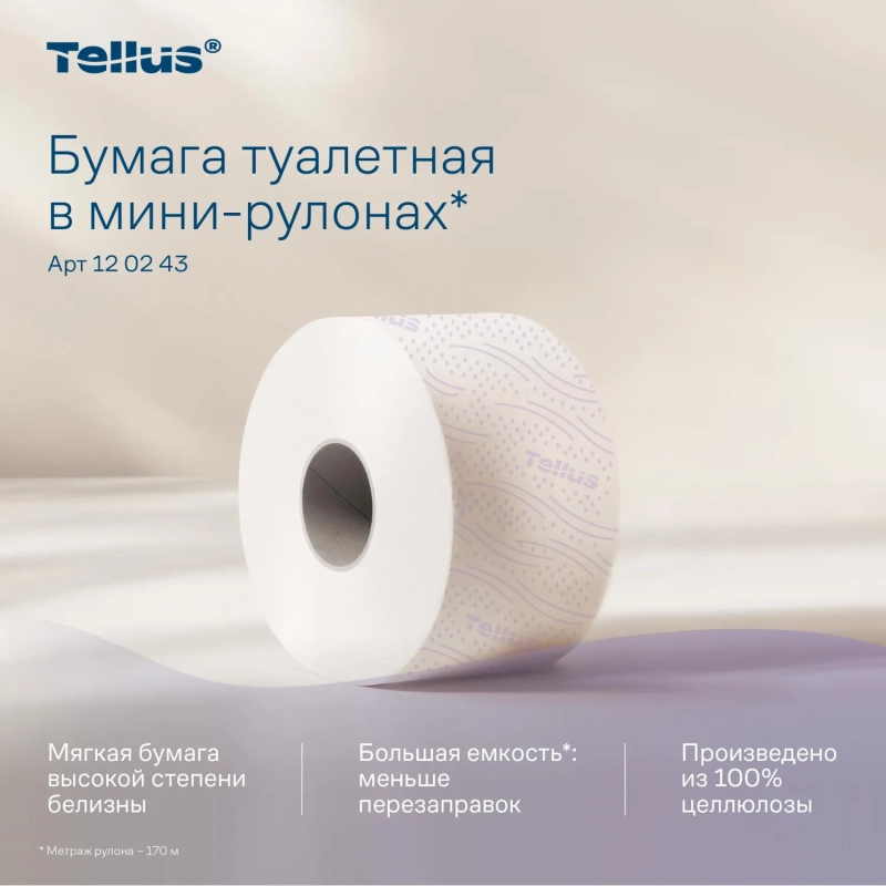 Бумага туалетная Торк/Tellus Премиум T2 2сл170м 850л 12рул/уп_110253/120243