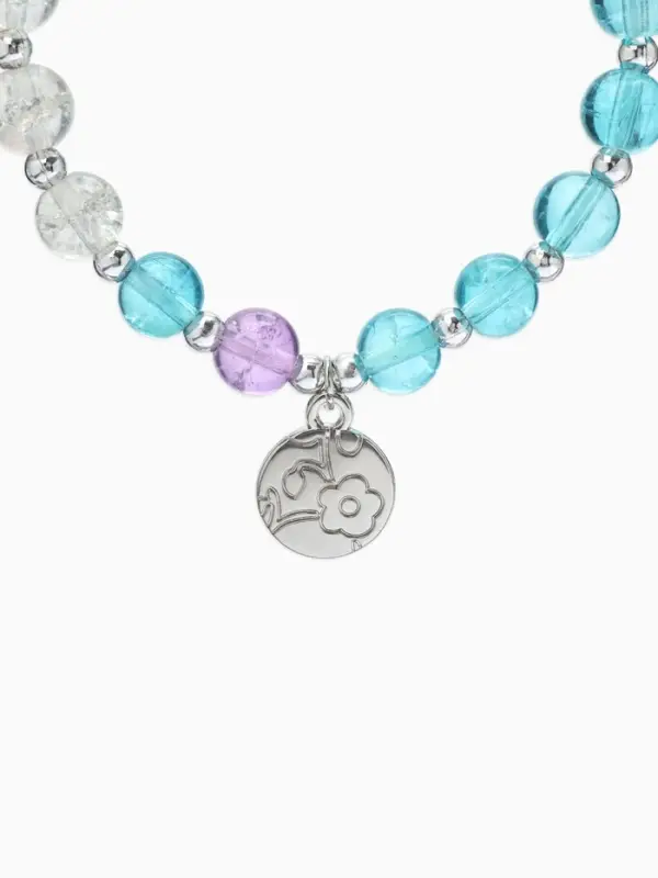 Браслет из бусин &laquo;Радость. Монетка&raquo;, d=7 см, белый, голубой