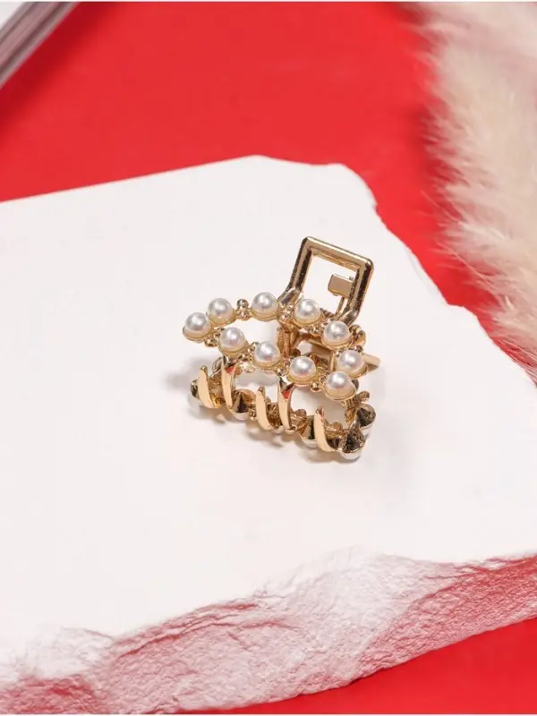 Крабик для волос &laquo;Аманда&raquo;, дуга жемчуг, 2.5 см, золотистый