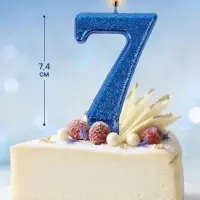 Свеча в торт &laquo;Соло. Цифра 7&raquo;, 8.2 см, синий блеск