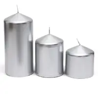 Свеча столбик 7&times;7.5, 10, 15 см, набор 3 шт., серебро