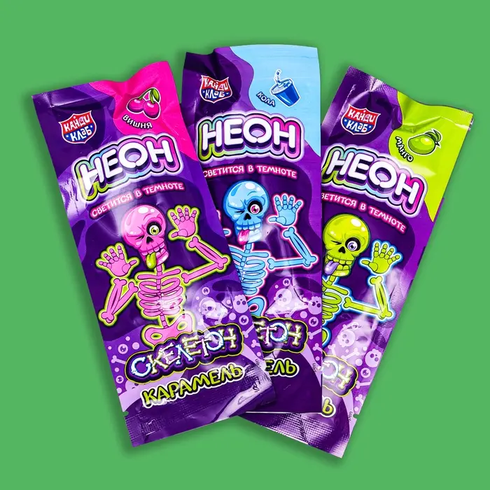 Карамель на неоновой палочке &laquo;Неон Скелетон&raquo;, 10 г