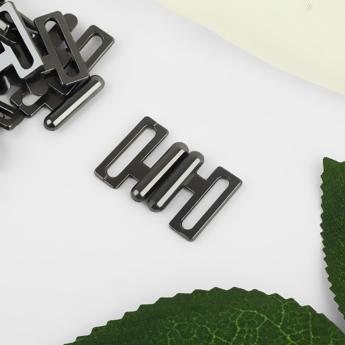 Застёжка для купальника, металлическая, 15 мм, 10 шт., цвет чёрный никель Застёжка для купальника, металлическая, 15 мм, 10 шт., цвет чёрный никель