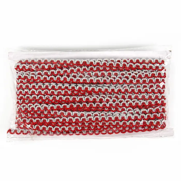 Тесьма красно-серебряная «Волна», ширина 0,8 см, в упаковке 25 м Тесьма красно-серебряная «Волна», ширина 0,8 см, в упаковке 25 м