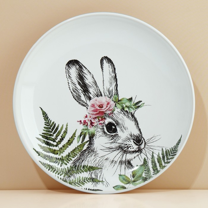 Тарелка керамическая «Зайка», 22.5 см, цвет белый Тарелка керамическая «Зайка», 22.5 см, цвет белый