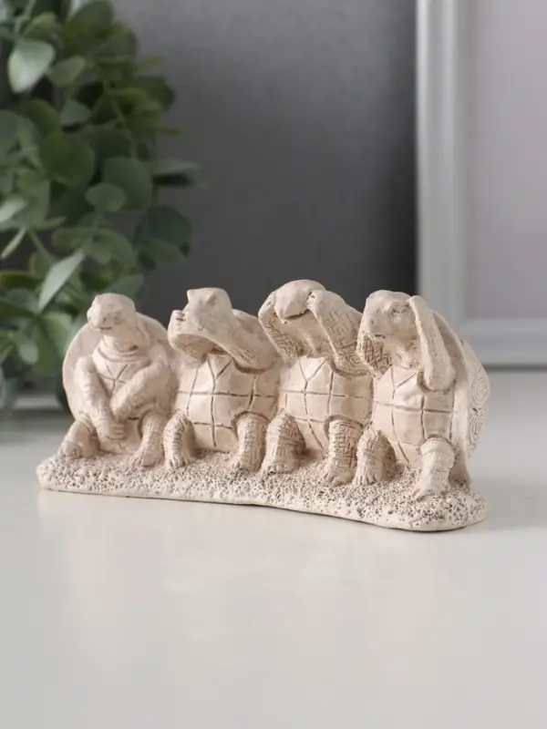 Фигура «Черепахи ничего не вижу, не слышу, не скажу, не делаю», 13×4.5×5.5 см, слоновая кость
