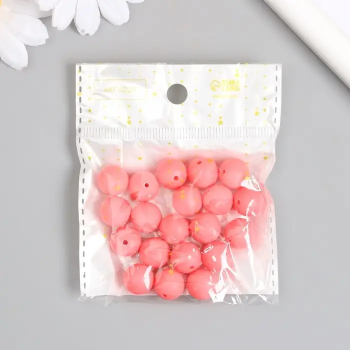 Бусины для творчества пластик Бусины для творчества пластик "Розовый" матовые d=1,2 см набор 20 гр
