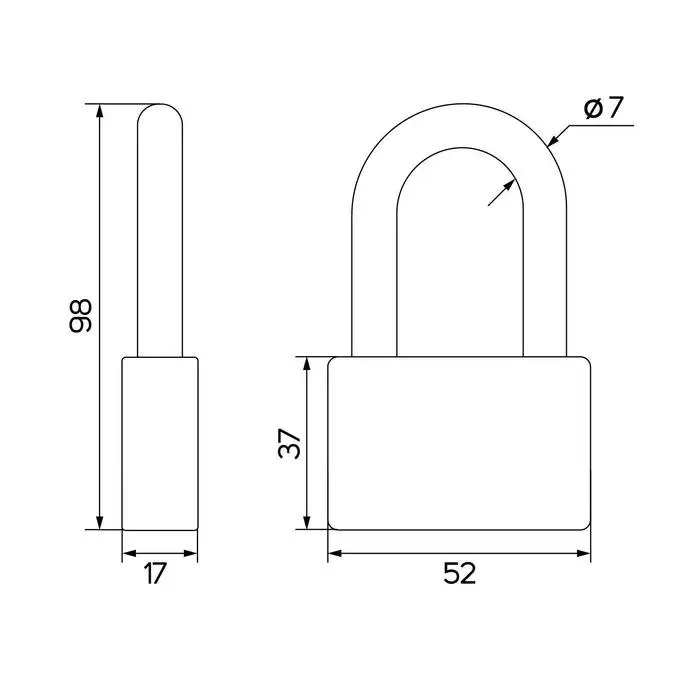 Замок навесной, тип 6, 6&times;60 мм, длинная дужка