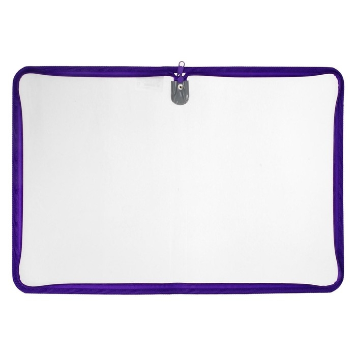 Папка пластиковая А4, 325 х 230 х 25 мм, молния вокруг, Calligrata Папка пластиковая А4, 325 х 230 х 25 мм, молния вокруг, Calligrata "Офис", ПМ-А4-01, 0.5 мм, прозрачная, фиолетовая