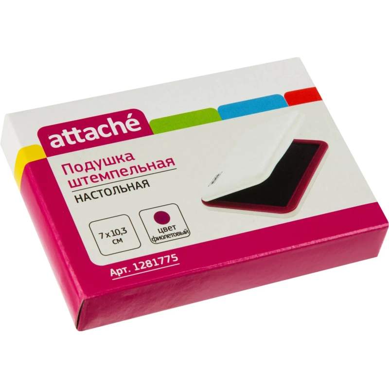 Подушка штемпельная настольная Attache фиолет 70х103 мм пластик