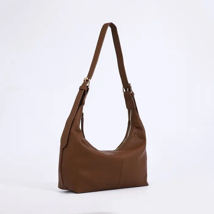 Сумка женская багет на молнии, 32&times;13&times;17 см, светло-коричневая