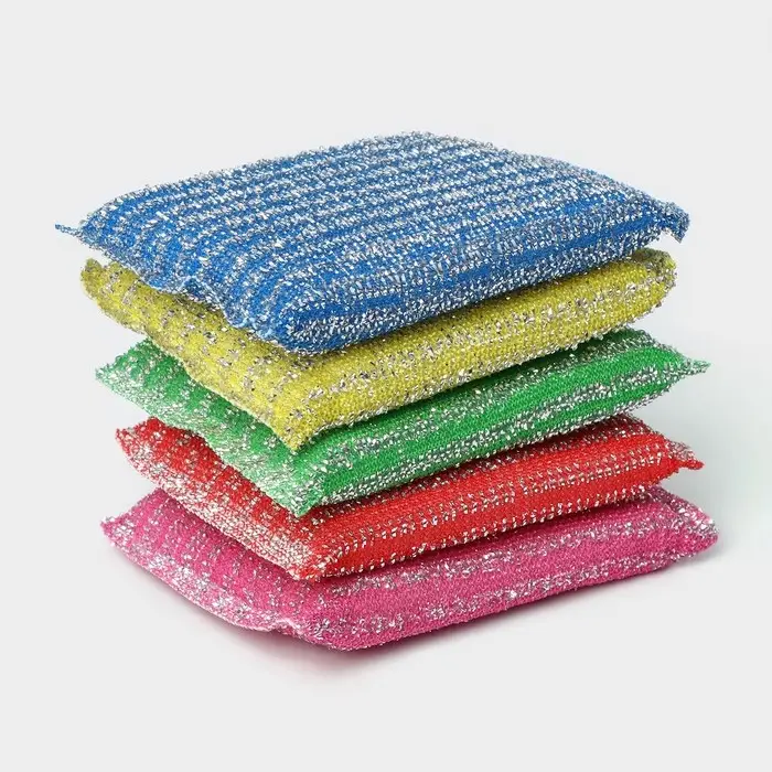 Губка для посуды Доляна, со стальной стружкой, 12×9×1.5 см, МИКС Губка для посуды Доляна, со стальной стружкой, 12×9×1.5 см, МИКС