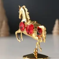 Сувенир Лошадка маленькая с 4-мя красными хрусталиками на подставке, 6,5х4х8,5 см.