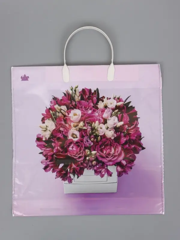 Пакет подарочный Лиловый букетик 35 х 36 см 85 мкм