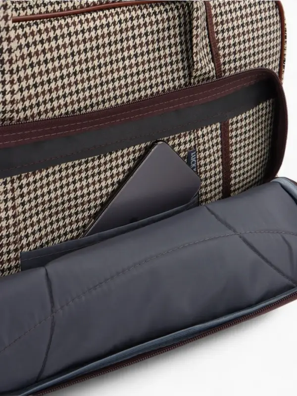 Сумка дорожная на молнии, наружный карман, длинный ремень, бежевая/коричневая