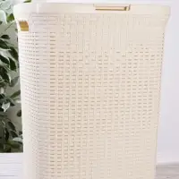 Корзина бельевая, 60 л, 34.6&times;44.5&times;56 см, с крышкой, слоновая кость