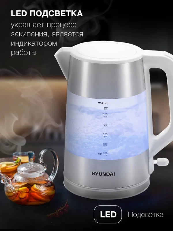 Чайник HYK-P4025 1,9л 2200Вт белый (пластик)