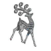 Ёлочные игрушки 2 шт. &laquo;Зимнее волшебство. Ажурный олень в блёстках&raquo; пластик, 5.5&times;12 см, серебро/золото