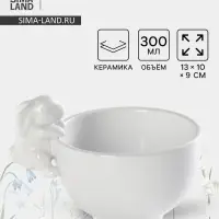 Конфетница Доляна &laquo;Зайка&raquo;, 13&times;10&times;9 см, доломит, белая