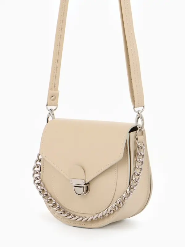 Сумка женская мессенджер TEXTURA на клапане, 17&times;10&times;18 см, бежевая